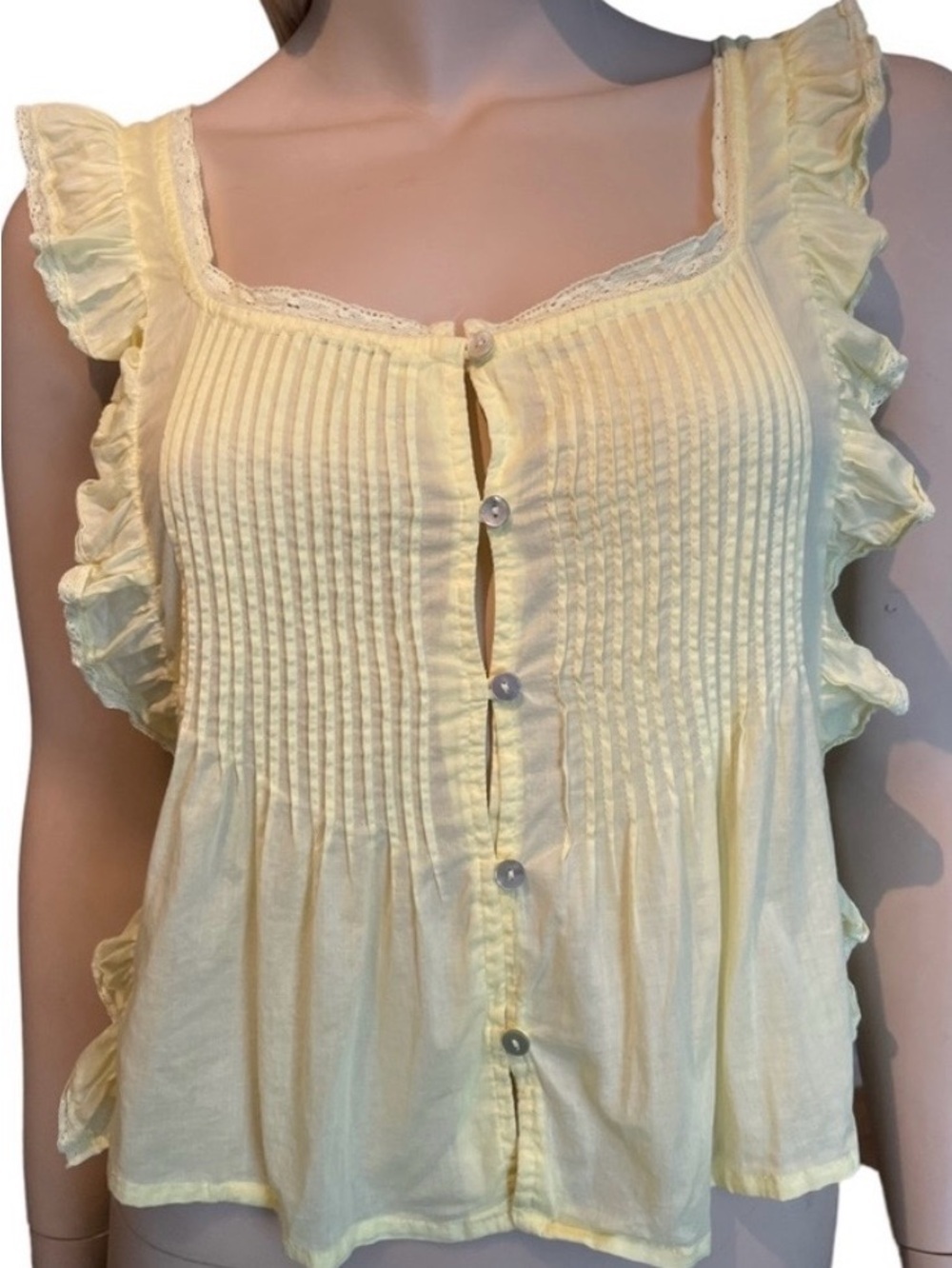 NWT Wilfred La Boheme Ruffled Boho Cottagecore Prairie Blouse Top Front Button